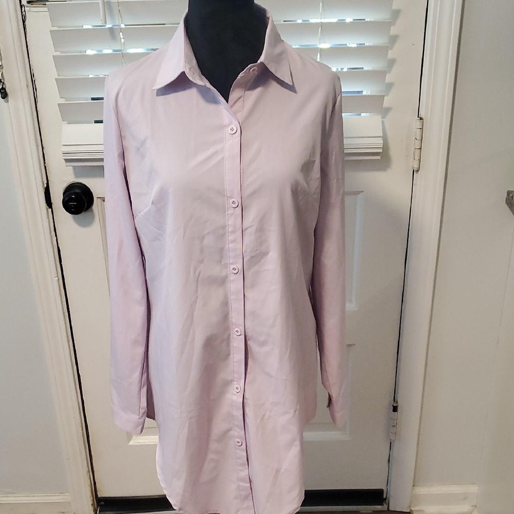 Meaneor Women's Lavender Button Down Shirt